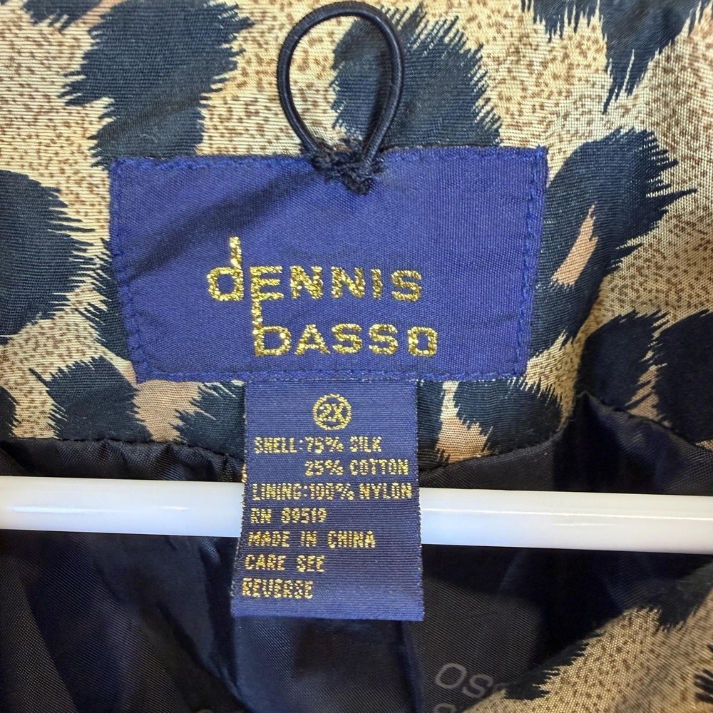 Dennis Basso Coat Womens 2X Brown Leopard Animal Print Silk Blend Overcoat - Picture 5 of 10